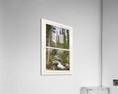 Rocky Mountain Stream White Rustic Window  Impression acrylique