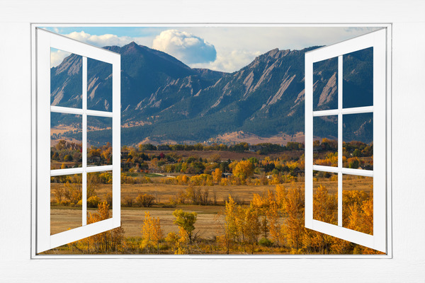 Boulder Flatirons Autumn White Open Window View Digital Download
