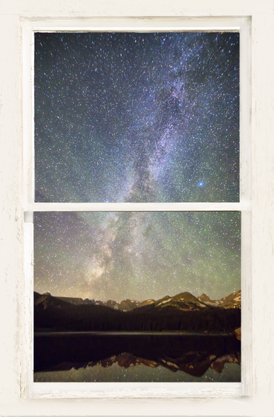 Milky Way Mountains White Rustic Window Digital Download