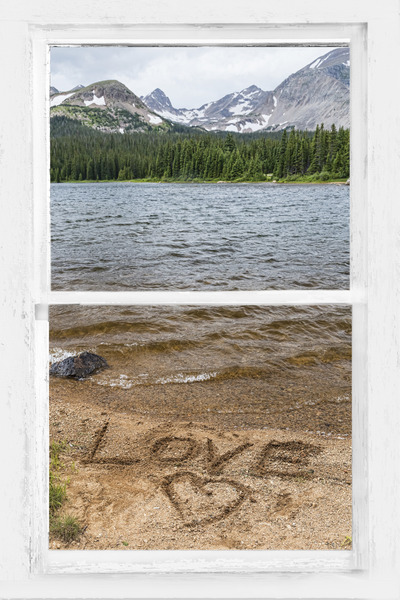 Mountain Lake White Rustic Window Of Love Digital Download