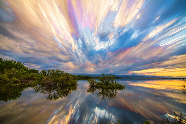 Sunset Lake Reflections Timed Stack  Digital Download