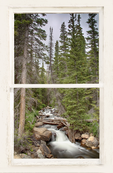 Colorado Rocky Mountain Stream White Rustic Window View Téléchargement Numérique