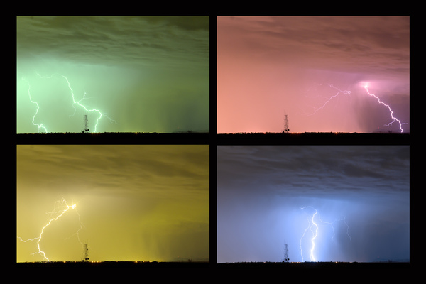 Colorful Lightning Thunderstorm Collage Téléchargement Numérique