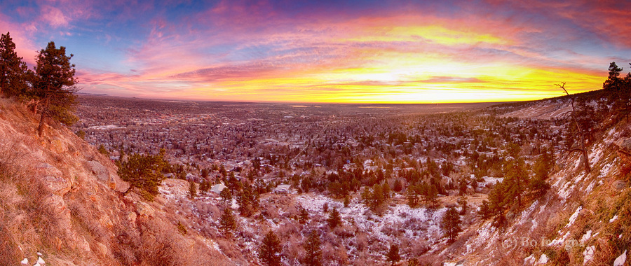 Boulder Colorado Colorful Sunrise Wide Pano  Imprimer