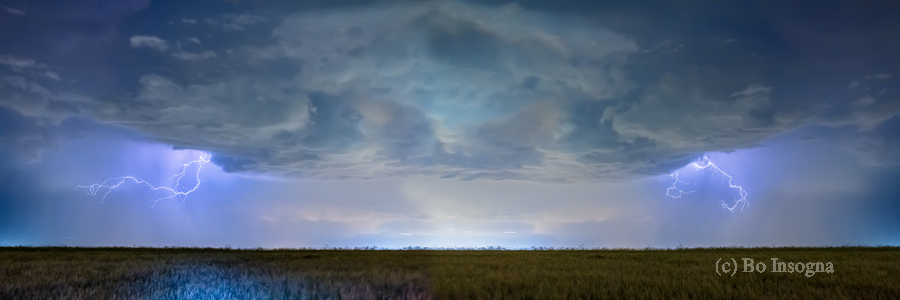Country Wheat Field Storm Panorama  Print