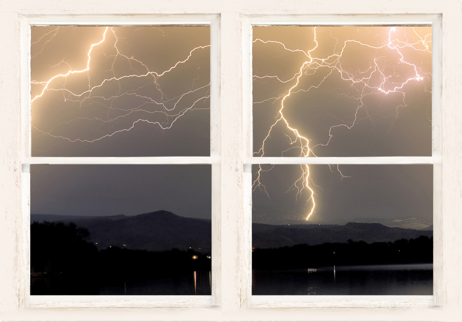 Stormy Night Window View  Print