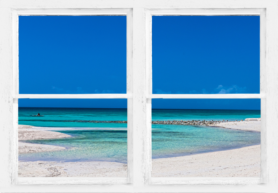 Tropical Blue Ocean Window View  Imprimer