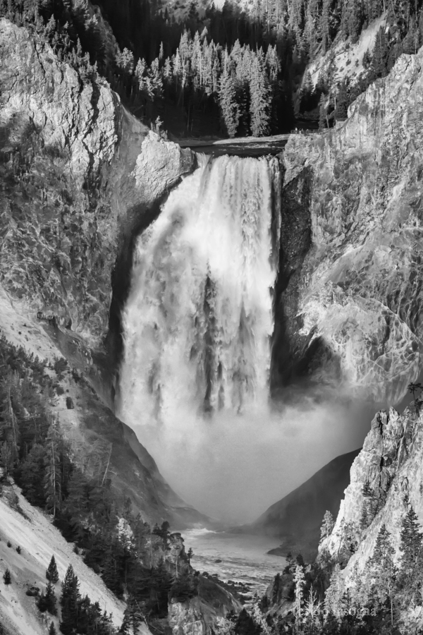 Upper Yellowstone Falls Black White  Imprimer