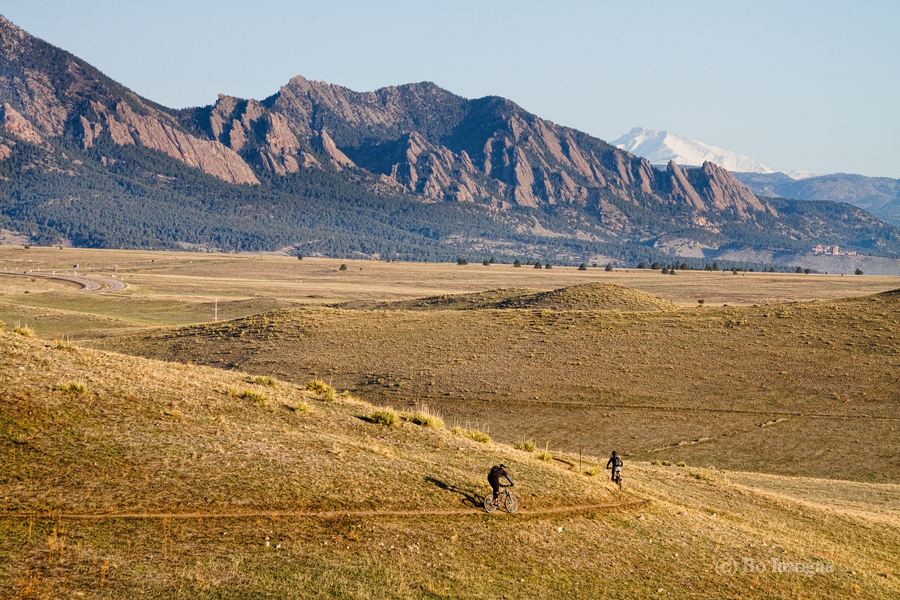 Colorado Mountain Biking Fun Flatirons Longs Peak View  Print