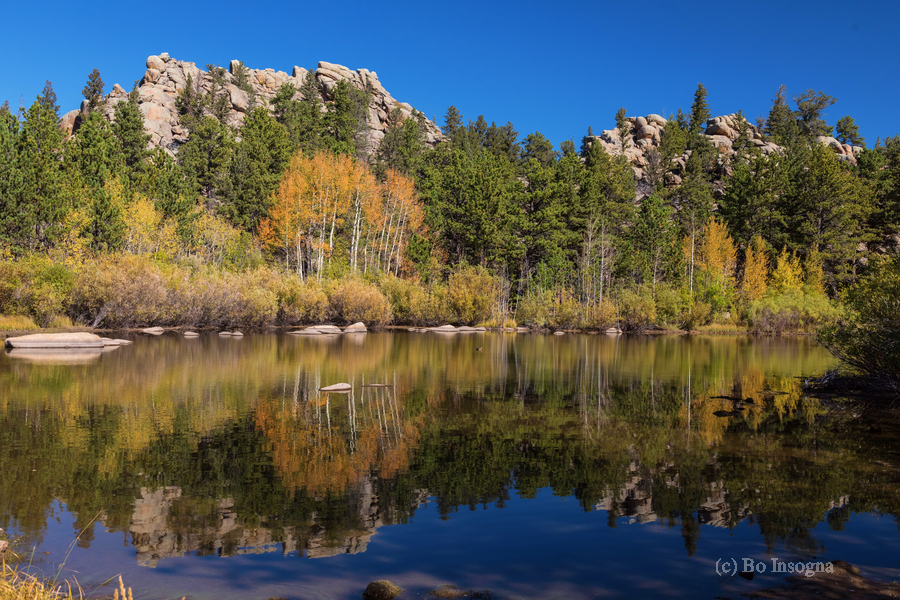 Cool Calm Rocky Mountains Autumn Reflections  Print