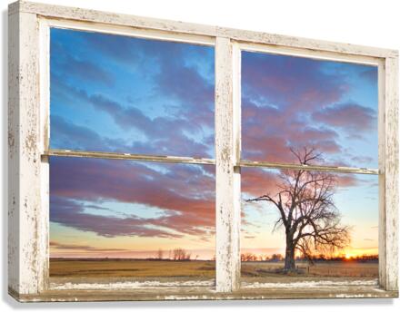 Beautiful Morning White Window Frame Art  Canvas Print