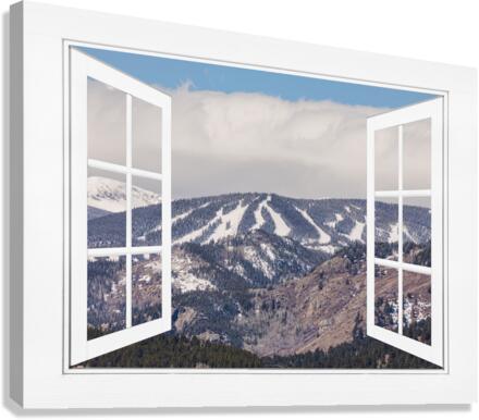 Ski Slopes Open White Picture Window View  Canvas Print