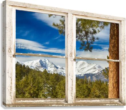 Colorado Rocky Mountain Rustic Window View  Impression sur toile