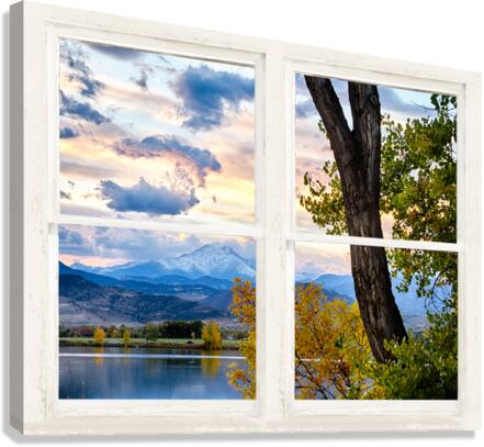 Colorado Rocky Mountain Lake Autumn White Window  Impression sur toile