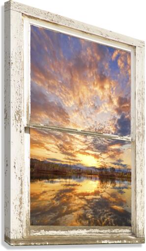 On Golden Ponds 3 White Window Peal View  Canvas Print