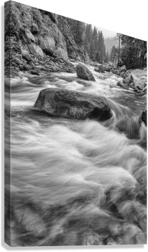 Rocky Mountain Streaming in Black and White  Impression sur toile