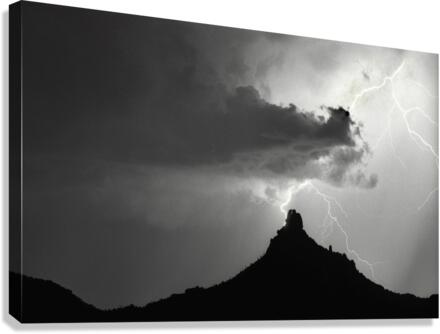 Pinnacle Peak Arizona Lightning Strike BW  Impression sur toile