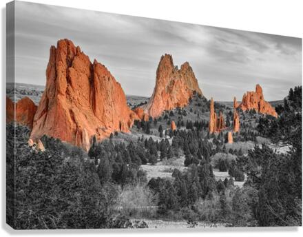 Garden of the Gods with Selective Color  Canvas Print