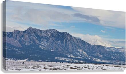 Flatirons Longs Peak Winter Panorama  Impression sur toile