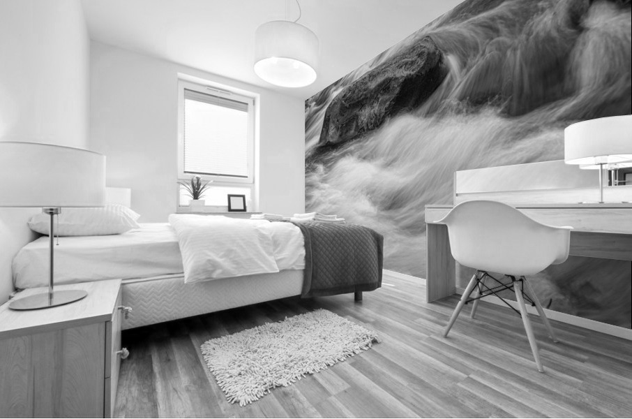 Rocky Mountain Streaming in Black and White Mural print