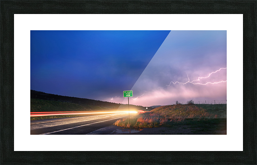 Cruising Highway 36 Into Storm  Framed Print Print