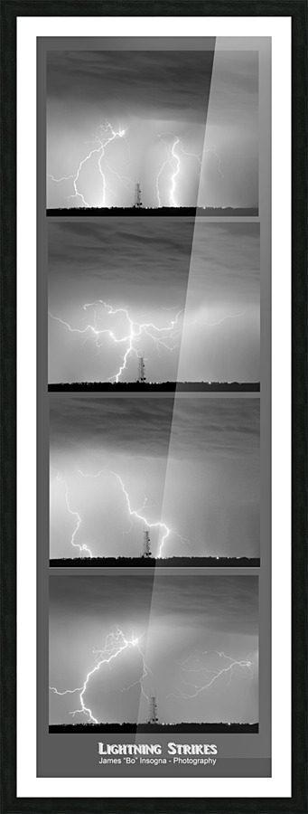 Lightning Strikes 4 Image Vertical Progressio  Framed Print Print