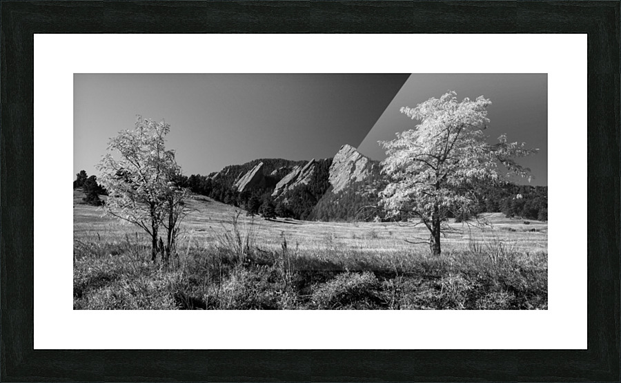 Boulder Colorado Flatirons Black White Pano  Framed Print Print