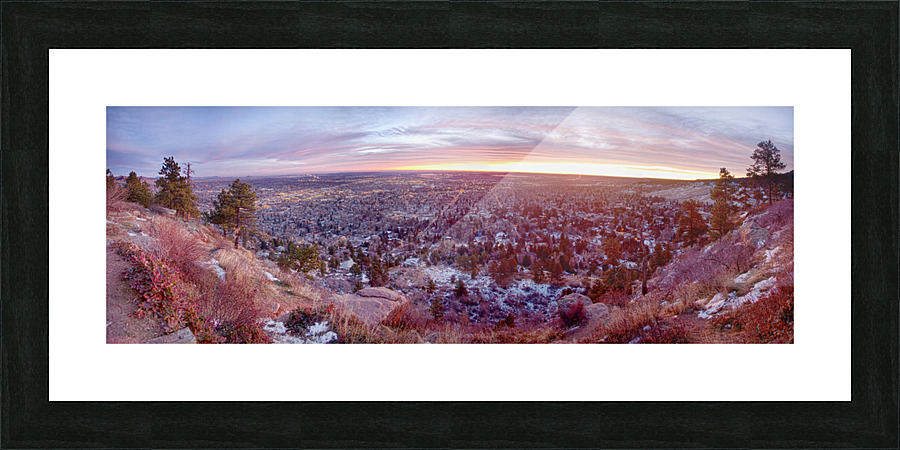 Boulder Colorado Colorful Dawn City Lights  Impression encadrée