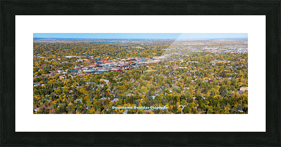 Downtown Boulder Colorado Autumn Season Panoramic Poster  Impression encadrée