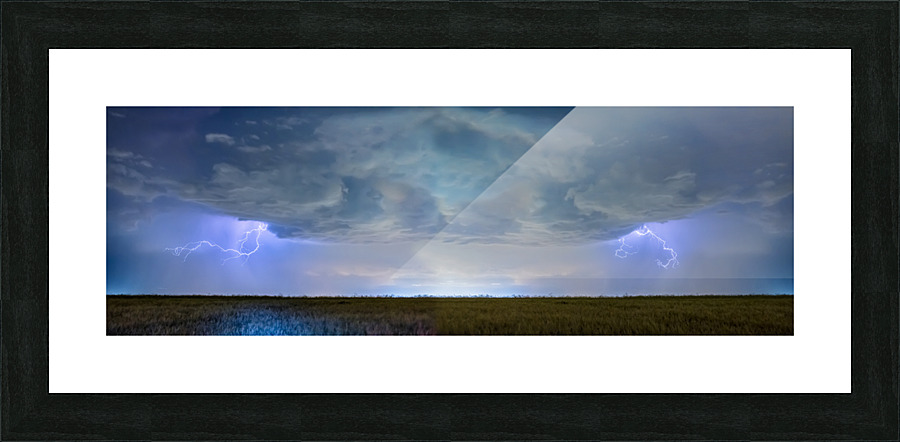 Country Wheat Field Storm Panorama  Framed Print Print
