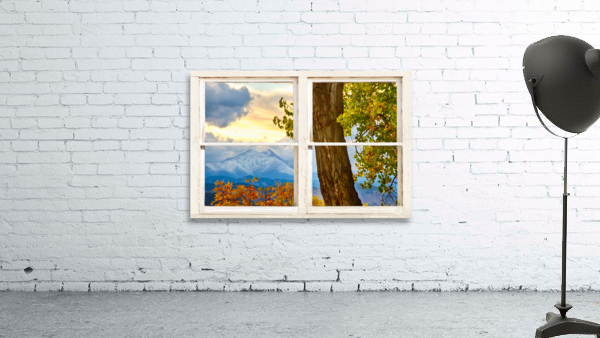Rocky Mountain Autumn Season Rustic Window by Bo Insogna