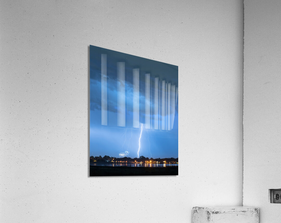 Lightning Raining Down with Some Firework Sprinkles Acrylic Print
