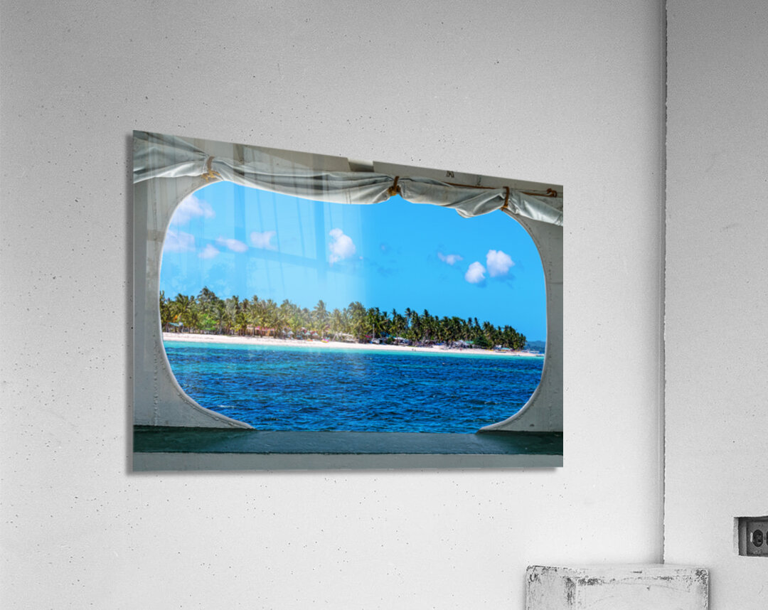 Tropical Island Boat Window View  Acrylic Print