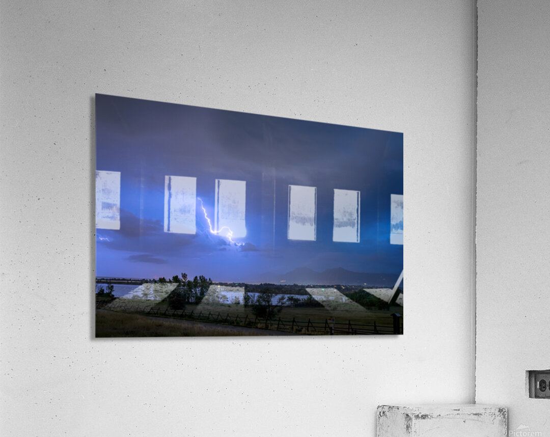 Lightning Striking Over Boulder Reservoir Impression acrylique