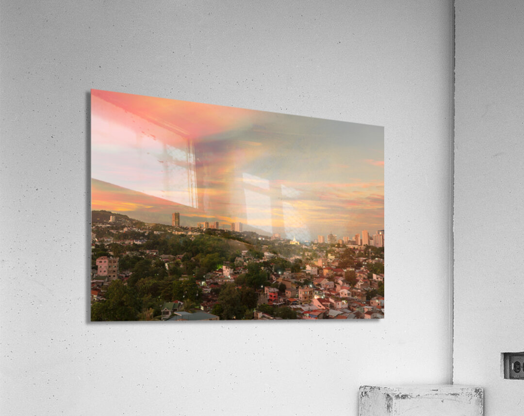 Painted Skies Over Lahug Timed Stacked Sunset in Cebu City Impression acrylique