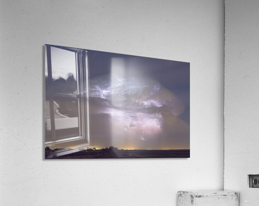 Cumulo nimbus Lightning Storm and Star Trails Above Acrylic Print