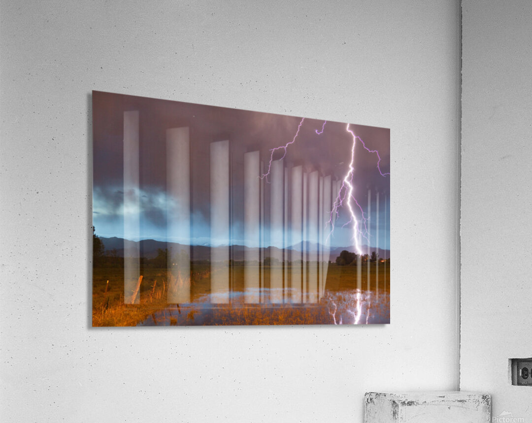 Lightning Striking Longs Peak Foothills 5 Impression acrylique
