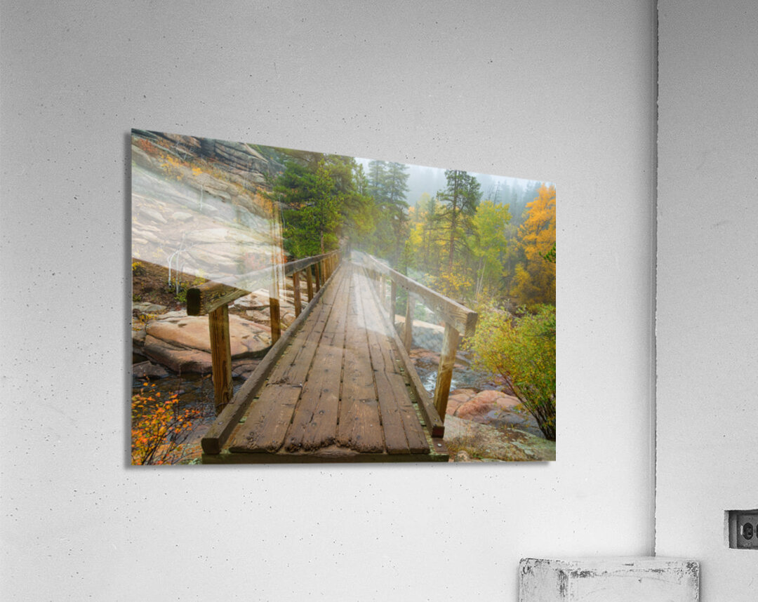 Rustic Wood Hiking Bridge Crossing Acrylic Print