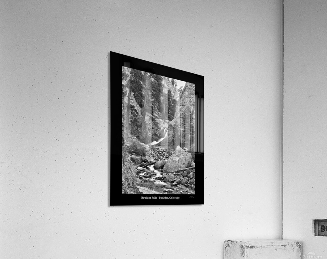 Boulder Falls Timeless Cascade in Monochrome Acrylic Print