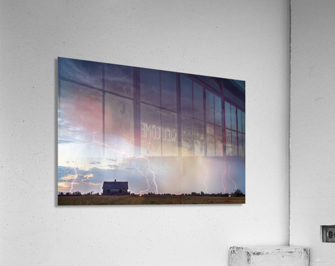 Pink Lightning Storm Multiple Strikes Prairie Farmhouse Acrylic Print