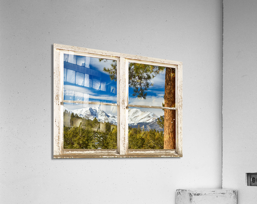 Colorado Rocky Mountain Rustic Window View  Acrylic Print 