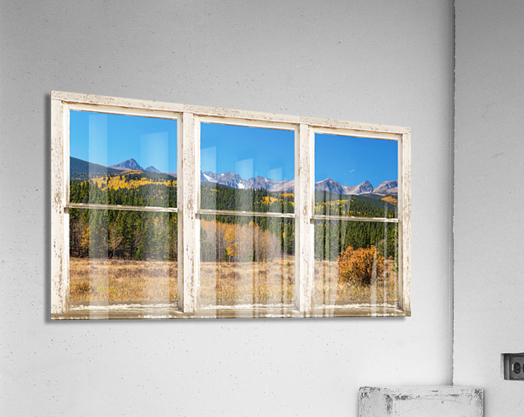 High Elevation Rocky Mountain Peaks Barn Window  Acrylic Print 