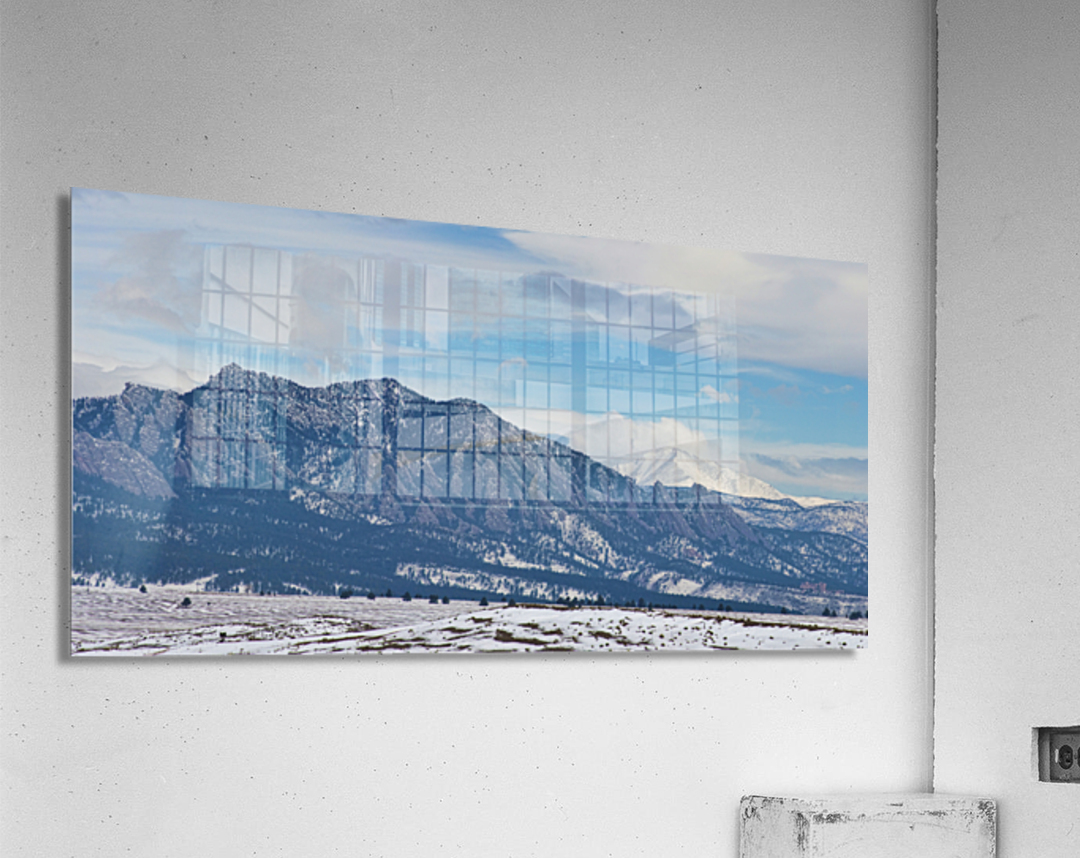 Flatirons Longs Peak Winter Panorama  Impression acrylique 