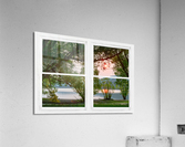 Sun Glowing Lush Trees Lakeside Whitewash Window  Impression acrylique