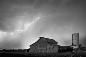 Watching The Storm From The Farm BW