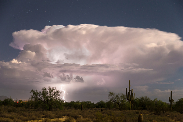 Arizona Monsoon Thunderstorm Illuminates the Desert Print