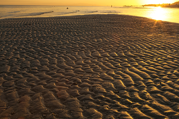Ripples In the Sand Low Tide Golden Sunset Print