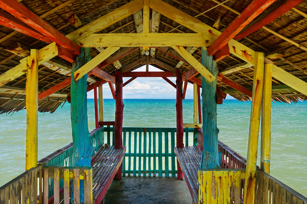 Sunlit Painted Frame Sea Gateway Print