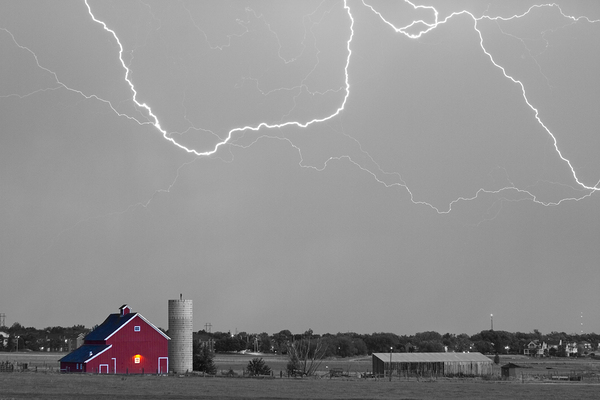 C2C Red Barn Lightning Rodeo BW SC Print
