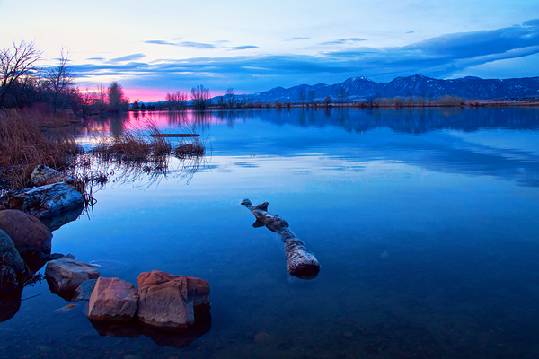 Coot Lake Boulder Flatiron Early Morning View Print